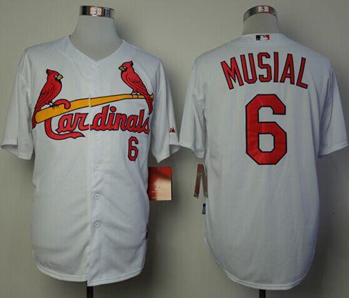 Cardinals #6 Stan Musial White Cool Base Stitched MLB Jersey - Click Image to Close